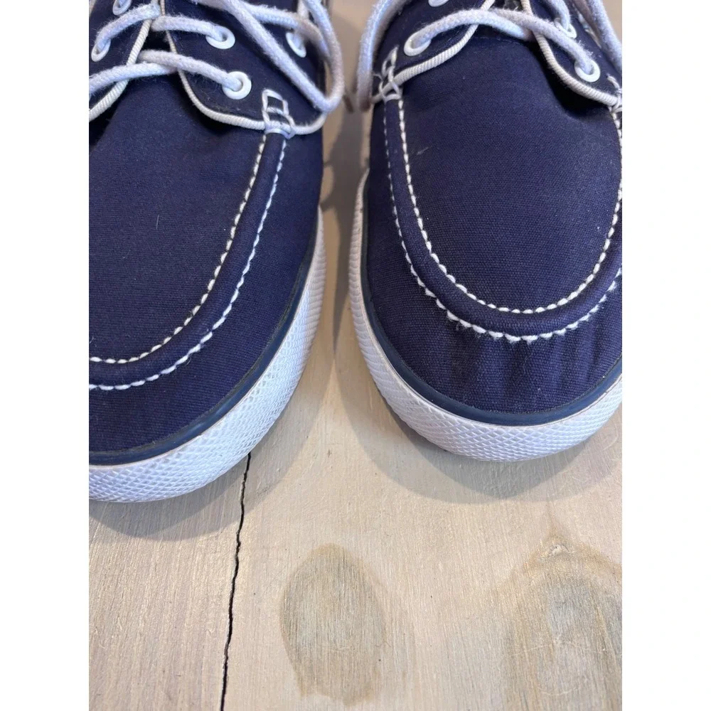 Polo Ralph Lauren Franz P Mens 10.5 D Navy Blue Canvas Boat Shoes Sneakers